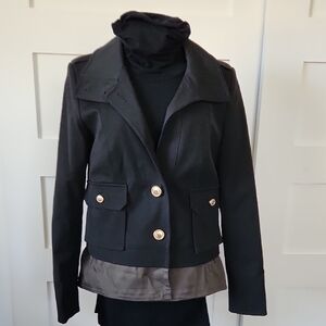 Black Women's Military Style Jacket with Gold Buttons